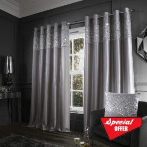 Catherine Lansfield Glitzy Eyelet Grey