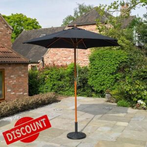 Kingfisher 2.4m Wooden Black Garden Parasol