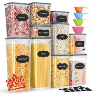 WayEee Food Storage Containers 10 Pieces - Kitchen Storage & Organisation Plastic Containers with Durable Lids for Storing Pasta
