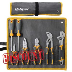Hi-Spec 7pc Pliers & Wrench Hand Tool Kit Set with Screwdrivers. Complete Home DIY Basics of Diagonal Cutters & Adjustable Spanne