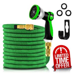 50FT Expandable Garden Hose Pipe - Retractable Flexible Water Hose with10 Function Sprayer Nozzle