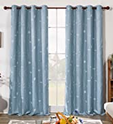 Deconovo Total Blackout Curtains Soft Silk Satin Tangram Pattern Curtains for Bedroom 52 x 63 Inc...
