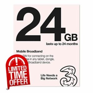 Three Mobile Pay As You Go Mobile Broadband 24 GB data SIM