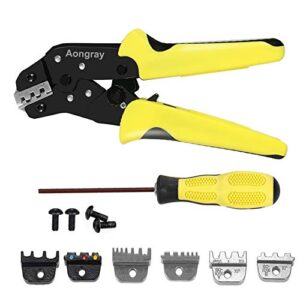 Aongray Wire Crimpers with Carbon Steel Support 0.1-6mm² Adjustable Crimping Range Comfort Grip Terminals Connectors Ratcheting (Wire Crimpers)