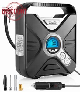 WindGallop Car Tyre Inflator Air Compressor Tyre Pump 12V Electric Car Air Pump for Car Tyres Bike Tyres with Digital Tyre Pressure Gauge and Inflator Valve Adaptors LED Light (Silver)