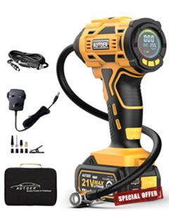Car Tyre Inflator AUTDER 21V Portable Air Compressor Digital Automatic Tyre Air Pump