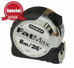 STANLEY FATMAX XTREME Tape Measure Metric/Imperial System 8M 32mm Wide with Chrome Case and Rubber Grip 5-33-891 (Packaging may vary)