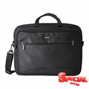 Amazon Basics Compact Laptop Shoulder Bag Carrying case with Accessory Storage Pockets (17.3 inch - 44 cm)