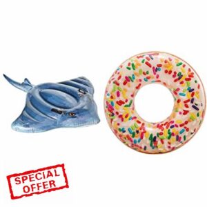 Intex Stingray Ride-On Inflatable Swimming Pool Beach Float Toy -57550NP & 56263NP Sprinkle Donut Tube Toy