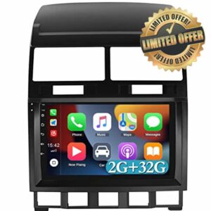 CAMECHO Apple Carplay 9 Inch Android 11 Stereo For Volkswagen Touareg 2003-2010 Double Din Car Stereo with Sat Nav Bluetooth Support GPS/HiFi/FM RDS Radio/Bluetooth/WiFi/SWC/Reverse Camera