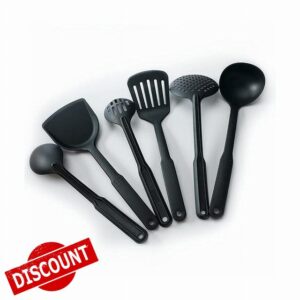 6pcs/set Black Kitchen Utensils Set Non-stick Kitchenware Cooking Tools Spoon Soup Ladle Spatula Shovel Tools Gadget Accessories