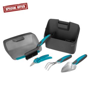 GARDENA city garden balcony box: plastic box with integrated dust pan and four-piece garden set for balcony and patio gardeners