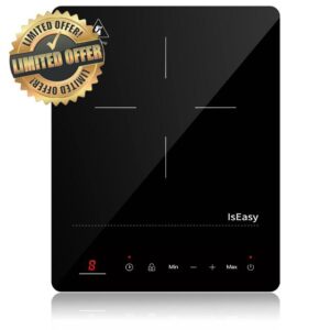 IsEasy Single Induction Cooker 2100W Portable Induction Hob with Slim Black Crystal Panel Body