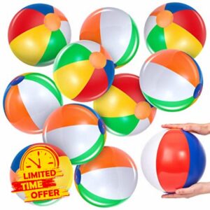 Hestya 24 Pcs Inflatable Beach Ball Bulk 12 Inches Pool and Beach Toys Holiday Rainbow Ball for Family Outdoor Activity Birthday Summer Party Favors Water Games