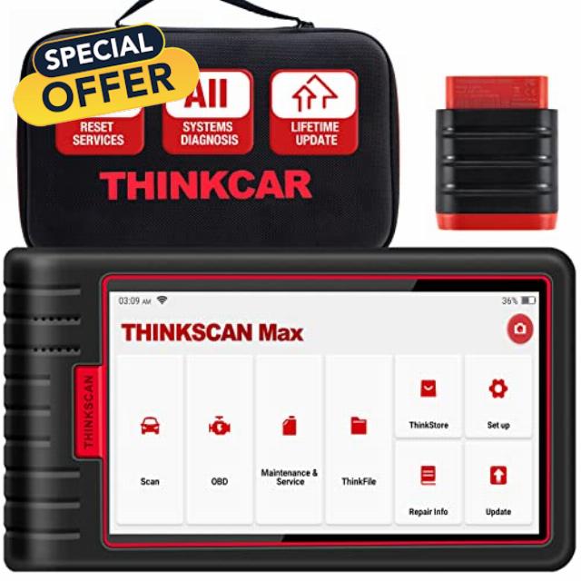 hinkcar ThinkScan Max OBD2 Diagnostic Tool OBD2 Scanner for Full System Diagnostic Bluetooth Adapter Diagnostic OBD2 Code Reader with 28 Lifetime Free Maintenance Services&hellip;