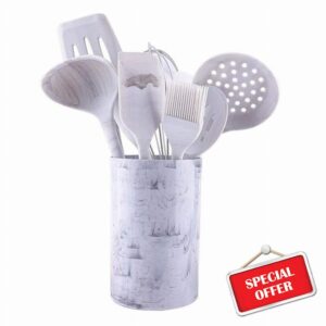 SLATIOM Silicone kitchenware Cookware Cooking Tools Shovel Spoon Kitchen Utensils Sets Dishes Accessories Gadgets Set (Size : with Rice Spoon)