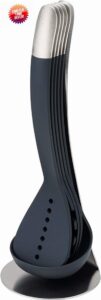 Joseph Joseph Nest Utensils Plus 5 piece Set with magnetic storage stand- Black/Stainless Steel