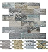 Art3d Backsplash Tile Peel and Stick Rustic Wood Stone Slate (Distressed Lincoln Green, 10-Sheet)
