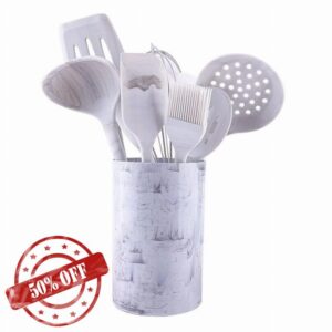 DSHGDJF Silicone kitchenware Cookware Cooking Tools Shovel Spoon Kitchen Utensils Sets Dishes Accessories Gadgets Set (Size : with Rice Spoon)