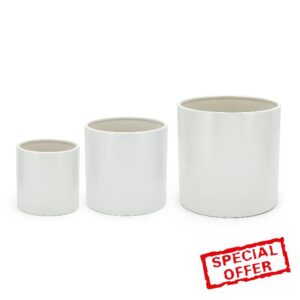 Amazon Basics Assorted Sizes Smooth Ceramic Round Planters