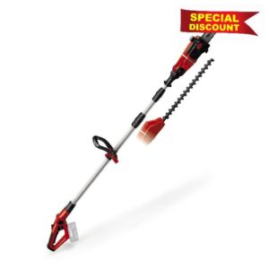 Einhell Power X-Change 18V Cordless Multifunctional Garden Tool - 2-in-1 Long Reach Hedge Trimmer And Mini Chainsaw / Pruning Saw - GE-HC 18 Li T Solo Pole Hedge Trimmer (Battery Not Included)