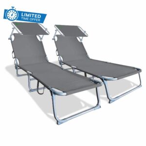 VOUNOT Folding Sun Loungers Set of 2