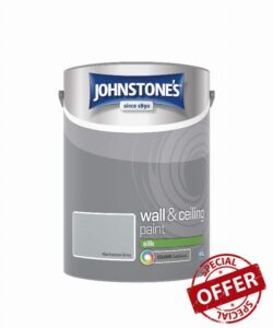 Johnstone's - Wall & Ceiling Paint - Manhattan Grey - Silk Finish - Emulsion Paint - Fantastic Coverage - Easy to Apply - Dry in 1-2 Hours - 12m2 Coverage per Litre - 5L