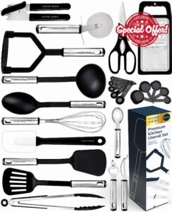 Home Hero 25 pcs Kitchen Utensils Set - Nylon & Stainless Steel Cooking Utensils Set - Non-Stick Kitchen Utensils with Spatula - Kitchen Gadgets Cookware Set - Kitchen Tool Set - Kitchen Ladles