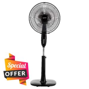 Amazon Basics Height & Tilt Angle Adjustable Oscillating Digital Dual 3-Blade 3-Speed Standing Pedestal Fan with Remote Control