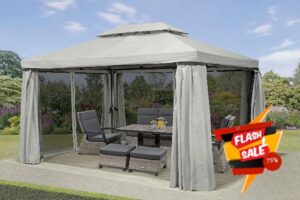 GSD Roma Gazebo Marquee Canopy In Grey - Aluminium