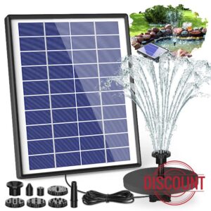 AISITIN 6.5W Solar Fountain Pump with1500mAh Battery Solar Water Pump Floating Fountain