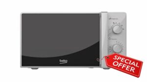 Beko Solo Microwave MOC20100SFB |Silver Design | 20L Capacity| 700W Power | Includes Auto-Defrost & 30 min Mechanical Time