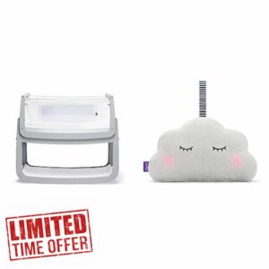 Snüz SnuzPod 4 Bedside Crib Dove & loud Baby Sleep Aid with 4 Soothing Sounds and 2 Gentle Light Options – Soft Plush Feel – Portable & Stylish