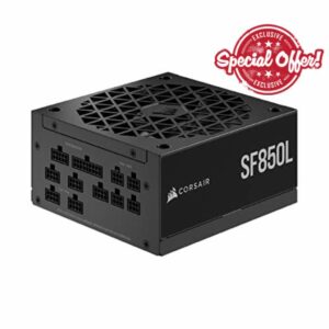 Corsair SF850L Fully Modular Low-Noise SFX Power Supply - ATX 3.0 & PCIe 5.0 Compliant - Quiet 120mm PWM Fan - 80 PLUS Gold Efficiency - Zero RPM Mode - 105°C-Rated Capacitors - Black