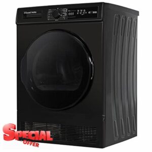 Russell Hobbs Freestanding Condenser Dryer Electric Tumble Dryer 15 Programmes 8kg Capacity 3 Heat Settings LED Display DelayStart Anti-Crease Child Lock Black Clothes Dryer RH8CTD111B            [Energy Class B]