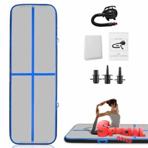 Yamvisa 3M/4M Inflatable Gymnastics Mat Air Track Mat 10CM Thick Tumbling Mat Airtrack Gymnastics Mat Tumble Tracks with Electric Air Pump for Home Use/Training/Cheerleading/Yoga/Water Fu