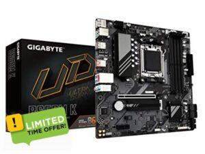 GIGABYTE B650M K (AM5/ LGA 1718/ AMD/ B650/ Micro-ATX/ 5-Year Warranty/ DDR5/ 2X PCIe 4.0 M.2/ PCIe 4.0/ USB 3.2 Gen2 Type-C/ 2.5GbE LAN/Motherboard)