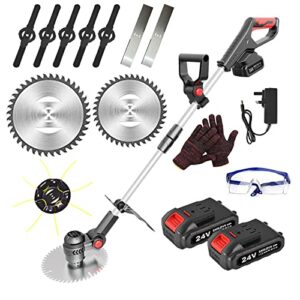 Telescopic Lightweight Grass Trimmer Edger Cutter with 6"+ 8" Metal Blades