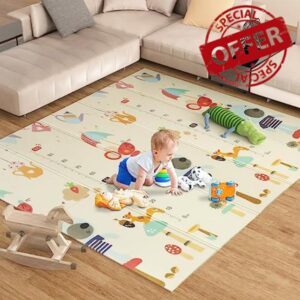 Boby's Baby Play Mat Crawling Playmat - 200 * 180 * 1cm Foldable Large Play Mats for Baby Gym Waterproof Non Slip Baby Foam Play Mat for Tummy Time Reversible Xpe Mat for Infants Toddlers