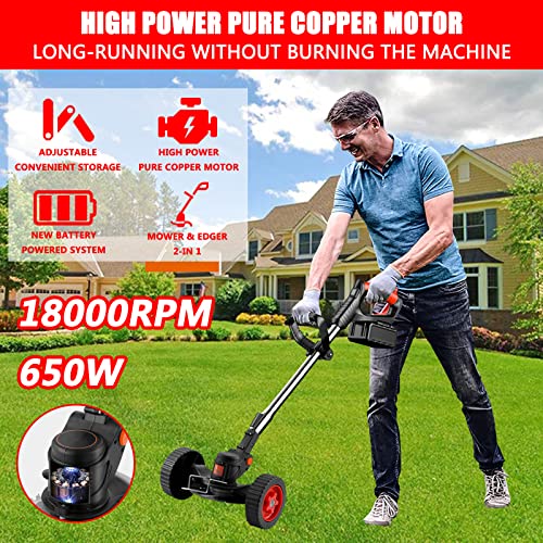 6000 RPM Battery Strimmer Lightweight Telescopic Cordless Grass Cutter Gardening Tools