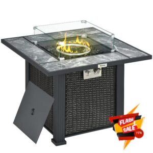 Outsunny Outdoor PE Rattan Gas Fire Pit Table