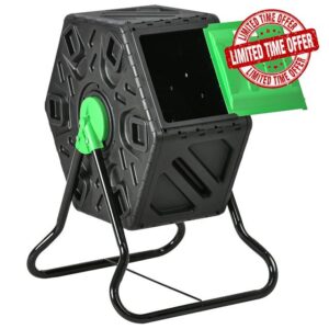 Outsunny 65L Compost Bin for Garden Rotating Compost Maker with Steel Legs and 48 Ventilation Openings