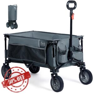 Timber Ridge Folding Festival Trolley Garden Trolley on Wheels with Adjustable Handle