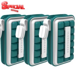 ICEBREAKER POP - Make And Serve Ice Without Ever Touching The Ice - The Sanitary Ice Tray for Freezer - NO Spills Silicone Ice Cube Tray With Lid - (3 X WATER BLUE INCLUDED)