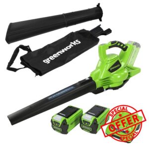 Greenworks GD40BVK2X Cordless Leaf Blow Vac with Brushless Motor