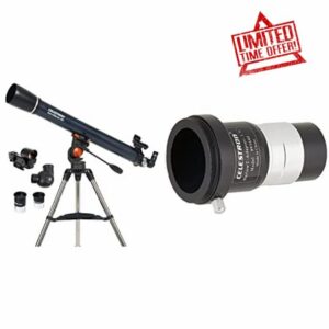 Celestron 21063 AstroMaster 90AZ Refractor Telescope & 93640 1.25 Inch Universal Barlow and T-Adaptor