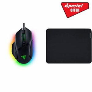 Razer Basilisk V3 - Wired Customisable Gaming Mouse Black & Gigantus V2 Medium - Soft Medium Gaming Mouse Mat for Speed and Control (Non-Slip Rubber