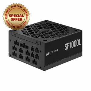 Corsair SF1000L Fully Modular Low-Noise SFX Power Supply - ATX 3.0 & PCIe 5.0 Compliant - Quiet 120mm PWM Fan - 80 PLUS Gold Efficiency - Zero RPM Mode - 105°C-Rated Capacitors - Black