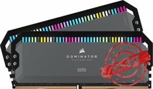 CORSAIR DOMINATOR PLATINUM RGB DDR5 RAM 32GB (2x16GB) 6000MHz CL30 AMD EXPO iCUE Compatible Computer Memory - Grey (CMT32GX5M2B6000Z30K)