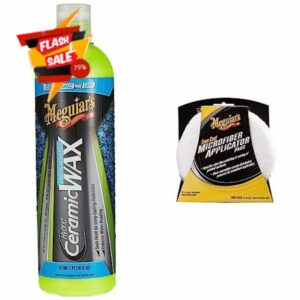 Meguiar's G200416EU Hybrid Ceramic Liquid Car Wax 473ml Advanced SiO2 Technology & X3080EU Even Coat 5 Inch Microfibre Applicator Pads (2 Pack) for Hand Applying Compounds